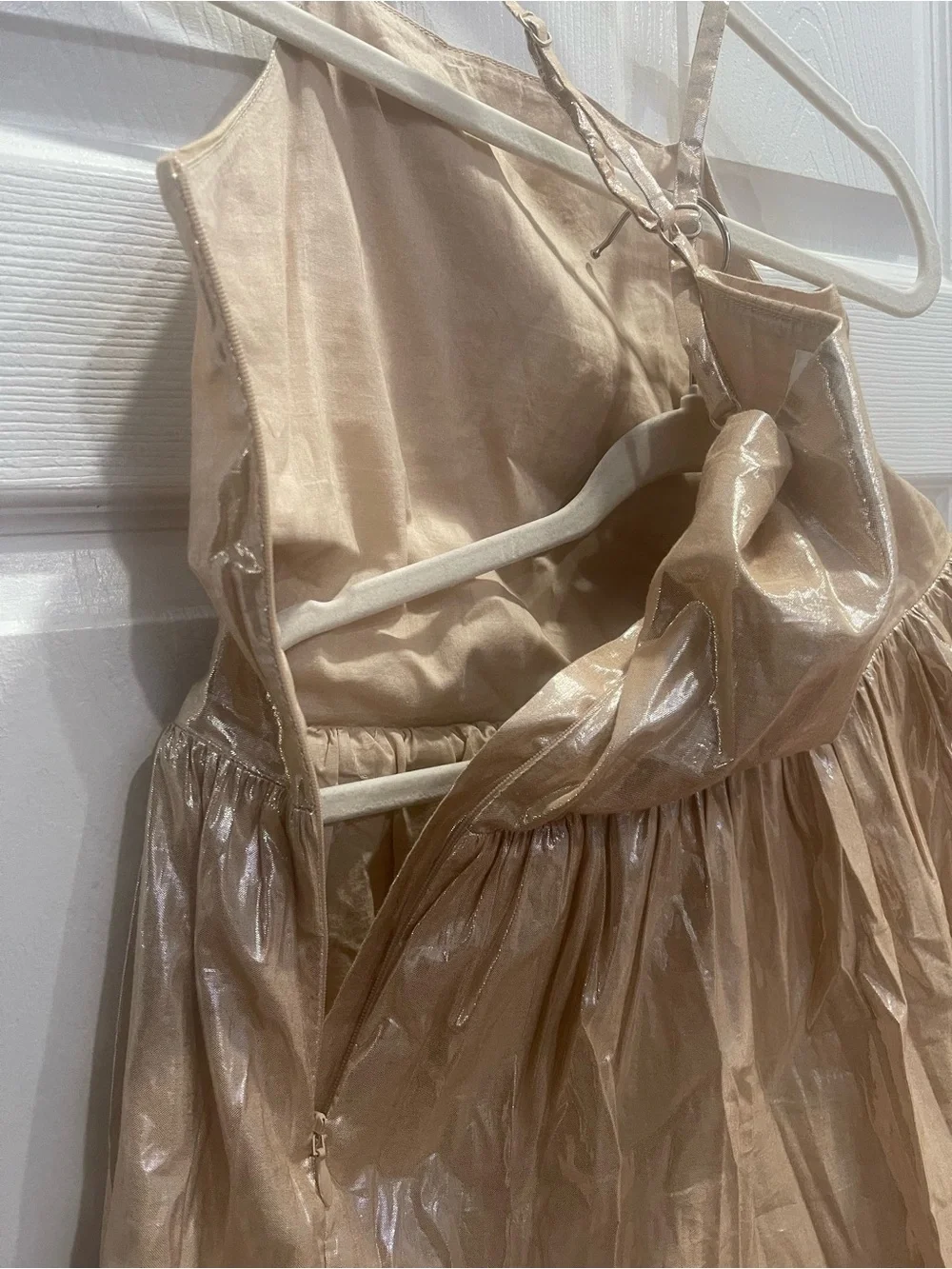 GAP Shimmery Champagne Tiered Spaghetti-Strap Dress